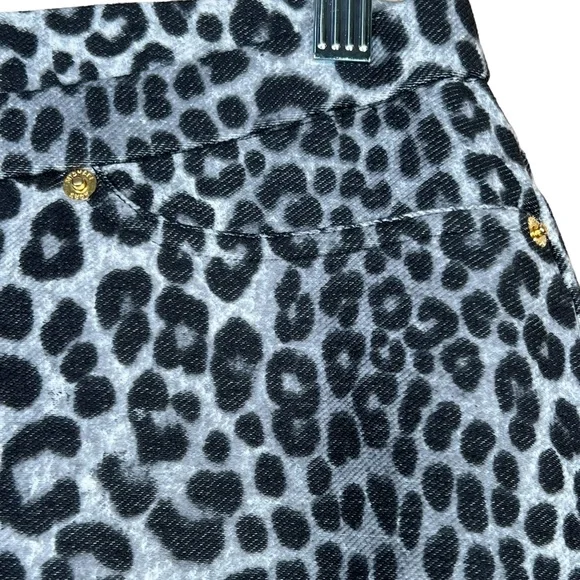 MICHAEL Michael Kors Black Leopard Print Leggings With Faux Fly XL EUC - Picture 6 of 16